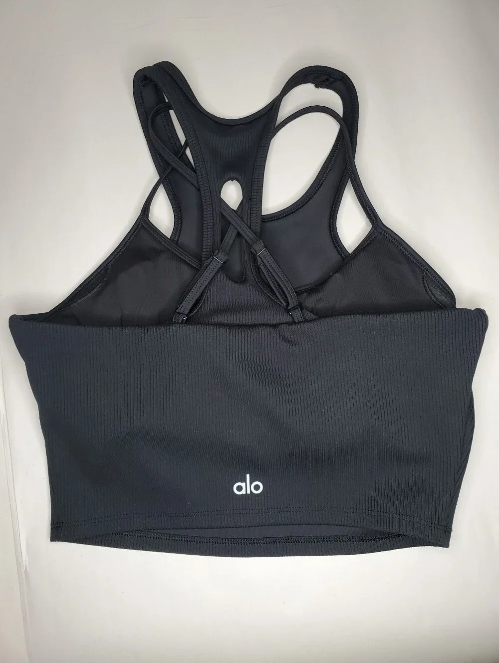 ALO Ribbed Airlift Enchanted Bra Tank in Black Size S